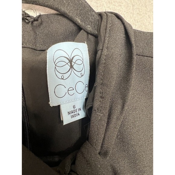 CeCe Bow Neck Short Sleeve A-Line Black Dress Women’s New $129 Size 6 - Picture 5 of 16